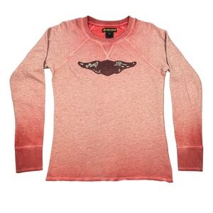 Harley-Davidson Pink Ombre Distressed Raglan Logo Top Women Size M